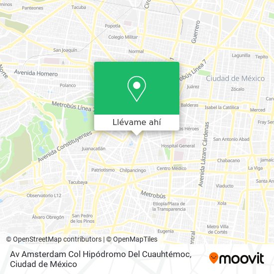 Mapa de Av  Amsterdam  Col  Hipódromo  Del  Cuauhtémoc