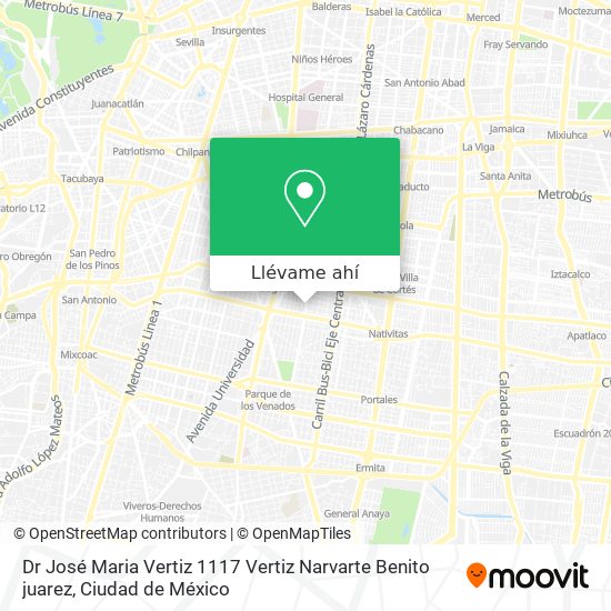 Mapa de Dr  José Maria Vertiz 1117  Vertiz Narvarte  Benito juarez