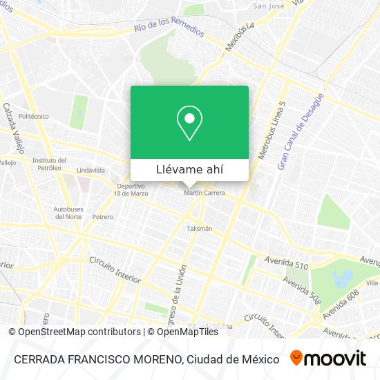 Mapa de CERRADA FRANCISCO MORENO