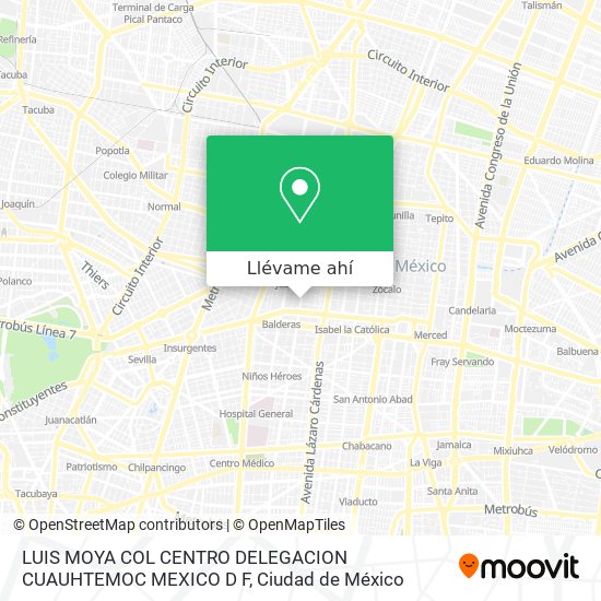 Mapa de LUIS MOYA  COL  CENTRO  DELEGACION CUAUHTEMOC  MEXICO D F