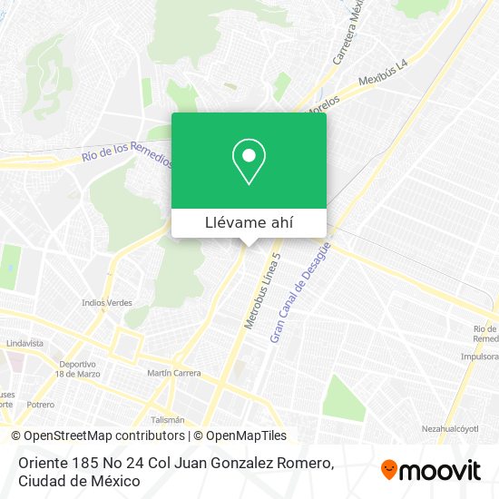 Mapa de Oriente 185 No 24 Col  Juan Gonzalez Romero