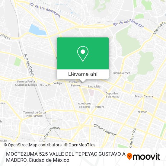 Mapa de MOCTEZUMA 525  VALLE DEL TEPEYAC  GUSTAVO A  MADERO