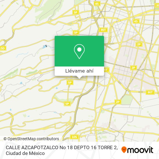 Mapa de CALLE AZCAPOTZALCO No  18  DEPTO  16  TORRE 2
