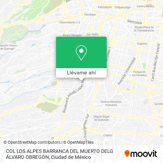 Mapa de COL  LOS ALPES  BARRANCA DEL MUERTO  DELG  ÁLVARO OBREGÓN