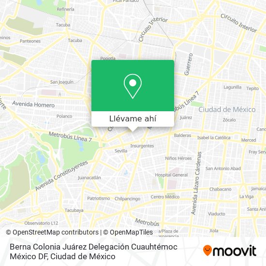 Mapa de Berna  Colonia Juárez  Delegación Cuauhtémoc  México DF