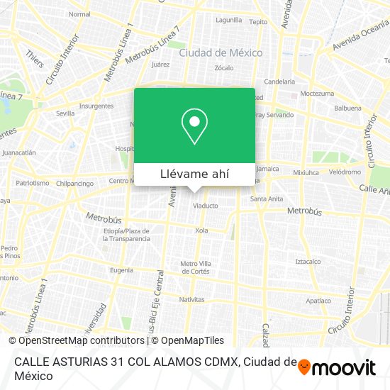 Mapa de CALLE ASTURIAS 31  COL  ALAMOS  CDMX