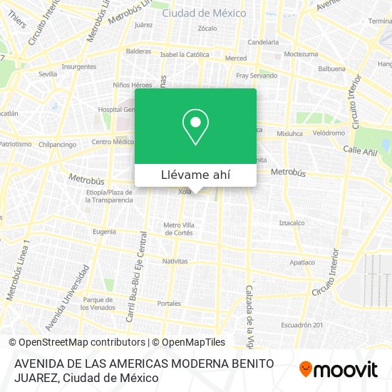 Mapa de AVENIDA DE LAS AMERICAS  MODERNA  BENITO JUAREZ