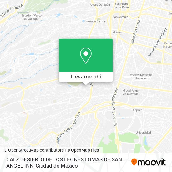 Cómo llegar a CALZ DESIERTO DE LOS LEONES LOMAS DE SAN ÁNGEL INN en  Cuajimalpa De Morelos en Autobús o Metro?