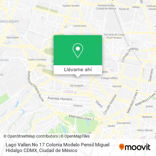 Mapa de Lago Vallen No  17 Colonia Modelo Pensil Miguel Hidalgo  CDMX