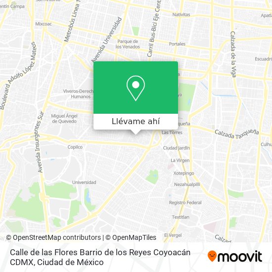 Mapa de Calle de las Flores  Barrio de los Reyes Coyoacán CDMX