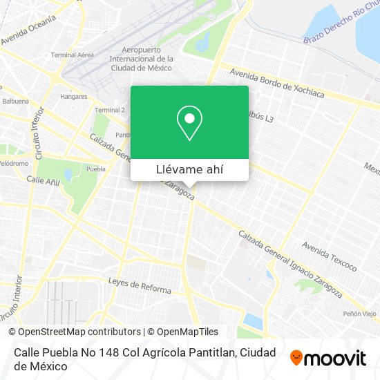 Mapa de Calle Puebla No  148  Col  Agrícola Pantitlan