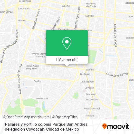 ¿Cómo llegar a Pallares y Portillo colonia Parque San Andrés delegación Coyoacán en Alvaro ¿Cómo llegar a Pallares y Portillo colonia Parque San Andrés delegación Coyoacán en Alvaro