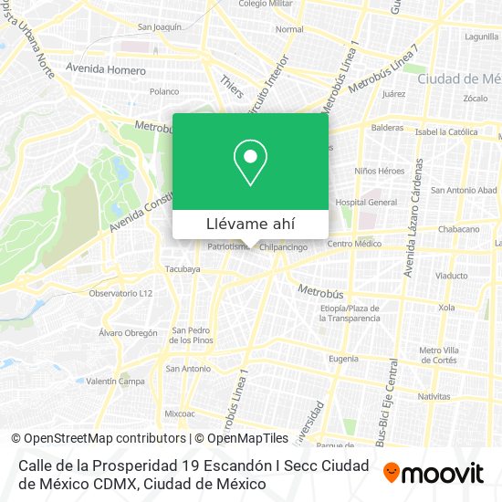 Mapa de Calle de la Prosperidad 19  Escandón I Secc  Ciudad de México  CDMX