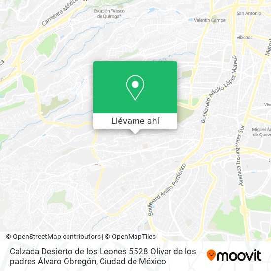 Cómo llegar a Calzada Desierto de los Leones 5528 Olivar de los padres  Álvaro Obregón en Cuajimalpa De Morelos en Autobús?