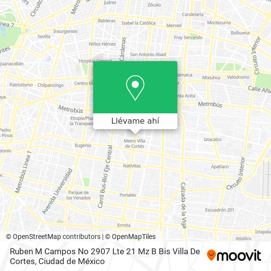 Mapa de Ruben M  Campos No  2907 Lte 21 Mz B Bis Villa De Cortes