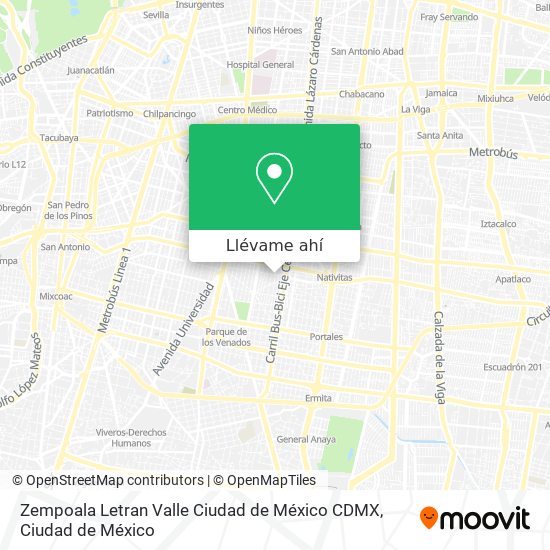 Mapa de Zempoala   Letran Valle  Ciudad de México  CDMX