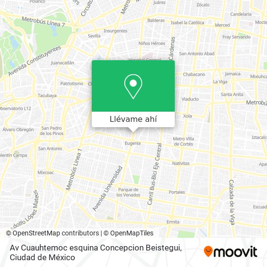 Mapa de Av  Cuauhtemoc  esquina Concepcion Beistegui