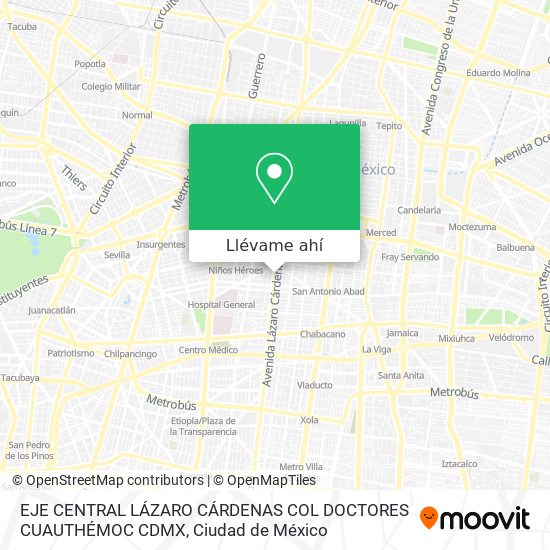 Mapa de EJE CENTRAL LÁZARO CÁRDENAS  COL  DOCTORES  CUAUTHÉMOC   CDMX
