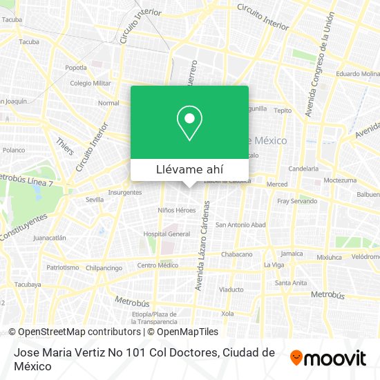 Mapa de Jose Maria Vertiz No  101  Col  Doctores