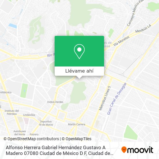Mapa de Alfonso Herrera Gabriel Hernández  Gustavo A  Madero  07080 Ciudad de México  D F