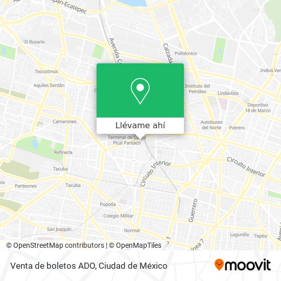 Mapa de Venta de boletos ADO