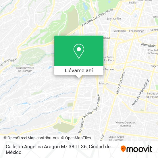 Mapa de Callejon Angelina Aragón Mz 38 Lt 36