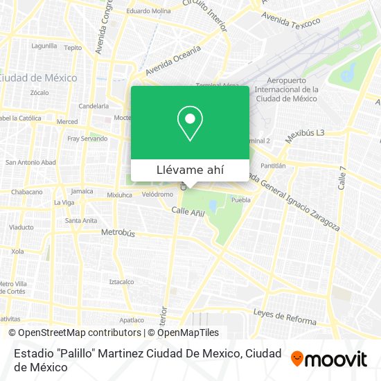 Mapa de Estadio "Palillo" Martinez Ciudad De Mexico