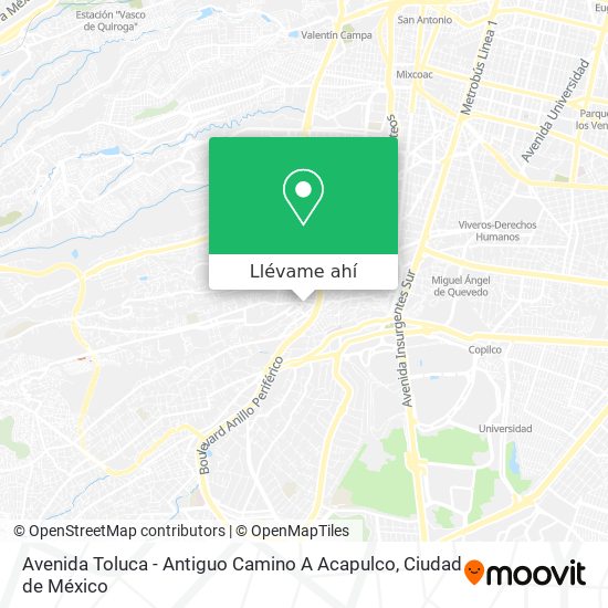Mapa de Avenida Toluca - Antiguo Camino A Acapulco