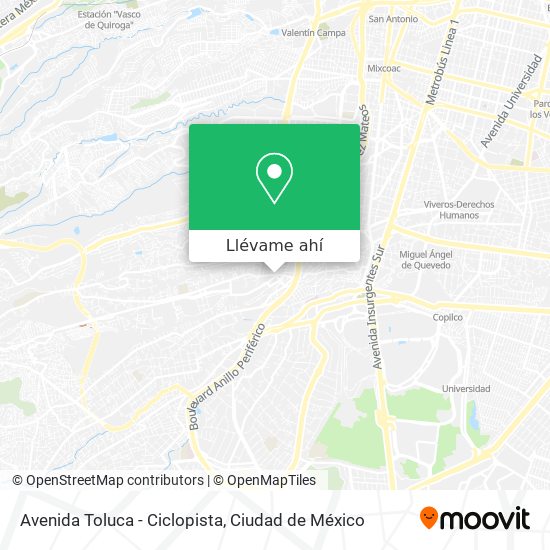 Mapa de Avenida Toluca - Ciclopista