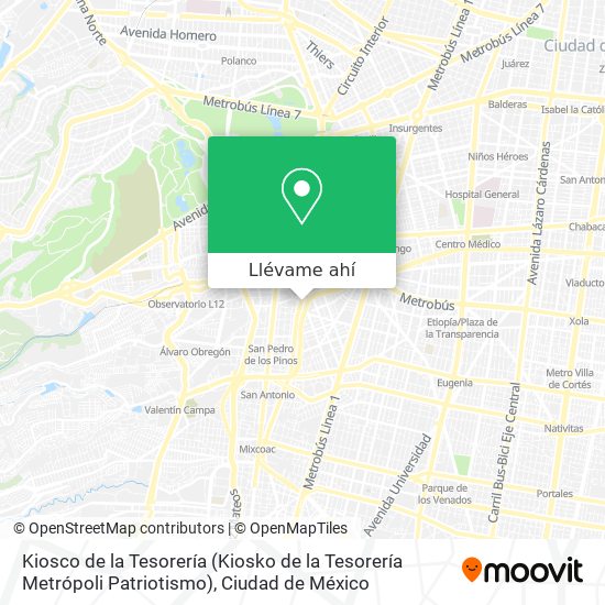 Mapa de Kiosco de la Tesorería (Kiosko de la Tesorería Metrópoli Patriotismo)