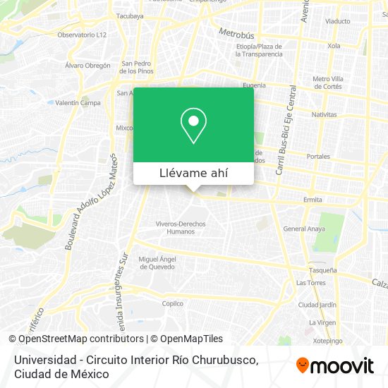 Mapa de Universidad - Circuito Interior Río Churubusco