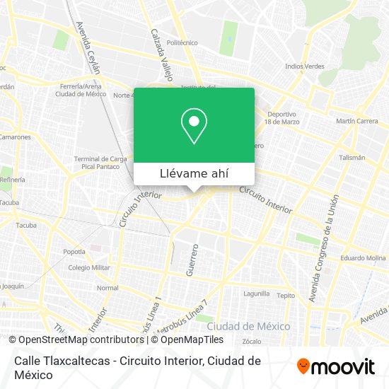 Mapa de Calle Tlaxcaltecas - Circuito Interior