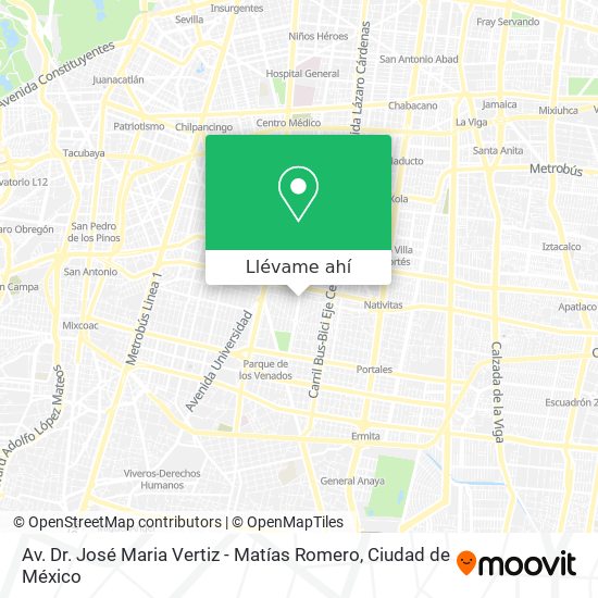 Mapa de Av. Dr. José Maria Vertiz - Matías Romero