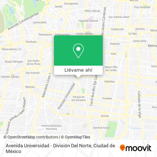 Mapa de Avenida Universidad - División Del Norte