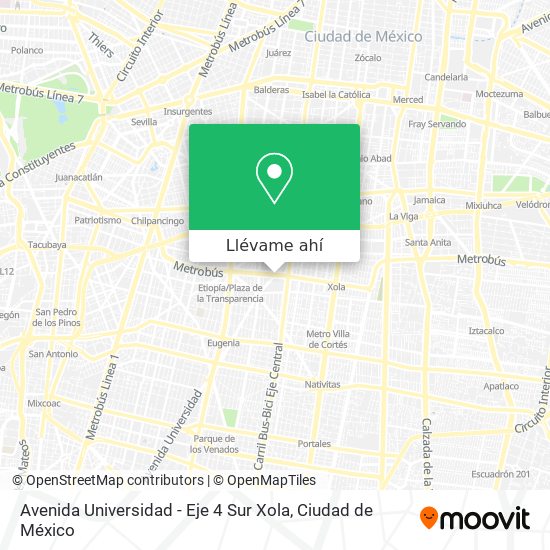 Mapa de Avenida Universidad - Eje 4 Sur Xola