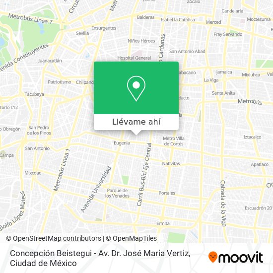 Mapa de Concepción Beistegui - Av. Dr. José Maria Vertiz