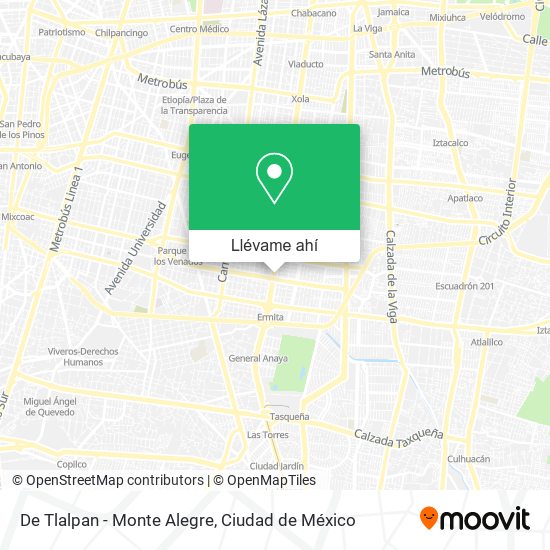 Mapa de De Tlalpan - Monte Alegre