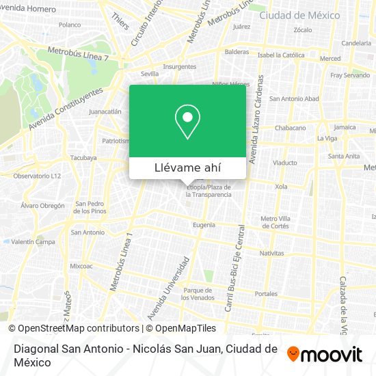Mapa de Diagonal San Antonio - Nicolás San Juan