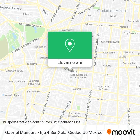 Mapa de Gabriel Mancera - Eje 4 Sur Xola