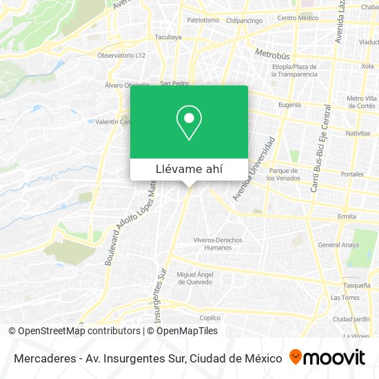 Mapa de Mercaderes - Av. Insurgentes Sur