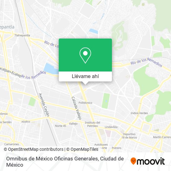 Mapa de Omnibus de México Oficinas Generales