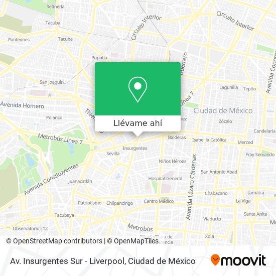 Mapa de Av. Insurgentes Sur - Liverpool