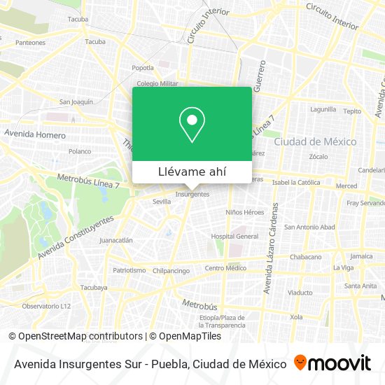 Mapa de Avenida Insurgentes Sur - Puebla