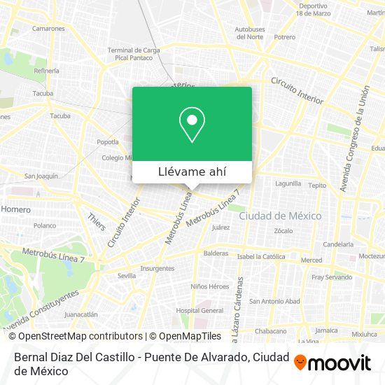 Mapa de Bernal Diaz Del Castillo - Puente De Alvarado