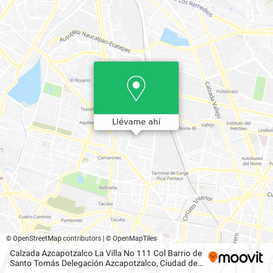 Mapa de Calzada Azcapotzalco La Villa No  111  Col  Barrio de Santo Tomás   Delegación Azcapotzalco