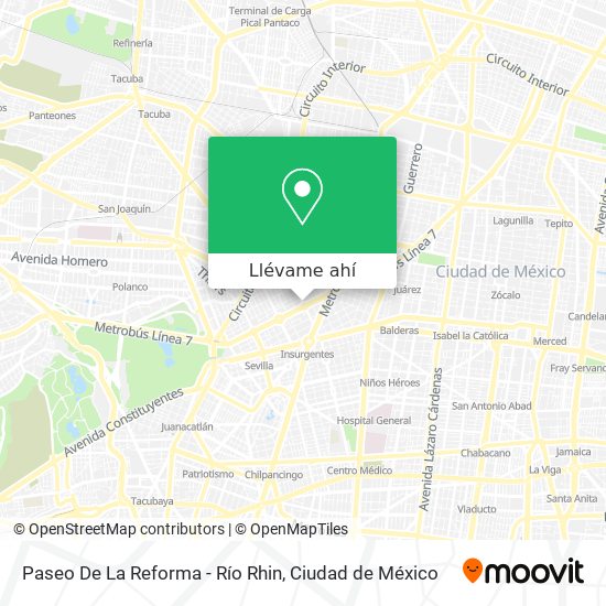 Mapa de Paseo De La Reforma - Río Rhin