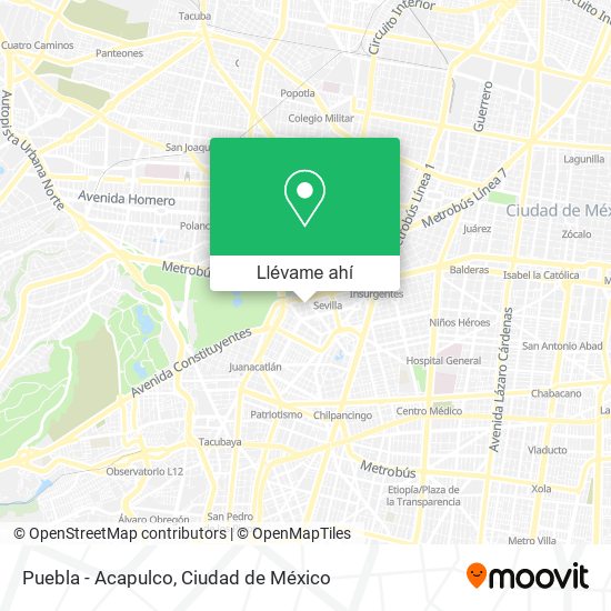 Mapa de Puebla - Acapulco