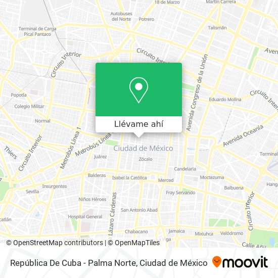 Mapa de República De Cuba - Palma Norte