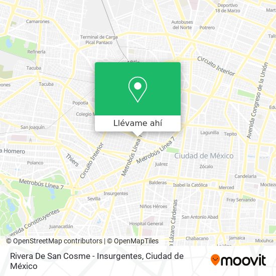 Mapa de Rivera De San Cosme - Insurgentes