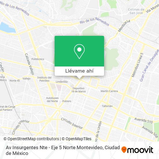 Mapa de Av Insurgentes Nte - Eje 5 Norte  Montevideo